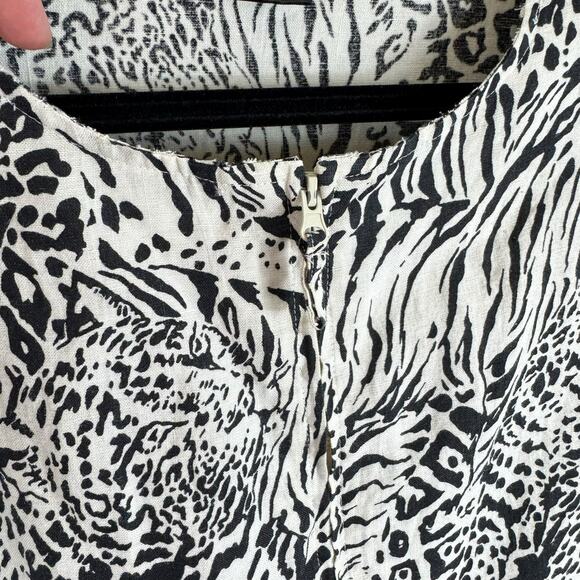 Anne Carson 100% Linen Leopard Print Full Zip Lightweight Jacket Size 1X - Picture 4 of 7